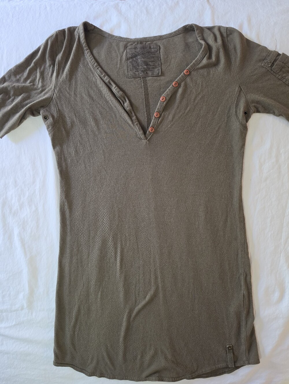 G.O.A. Goa Japan Vintage Y2K Military Olive Knit Henley Cargo Top Free Size